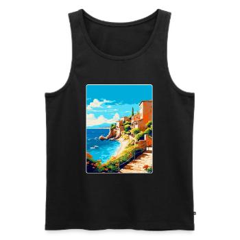 Costa Brava Spanien Vintage Reiseplakat Souvenir - Männer Premium Bio Tank Top - Schwarz - Vorne - AI Model Male 178 light (178cm)