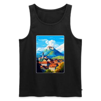 Ljubljana Slovénie Affiche de voyage vintage souvenir - Débardeur bio Premium Homme - noir - Devant - Michal (187cm)