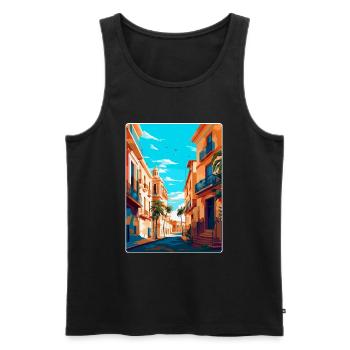 Valencia Spanien Vintage Reiseplakat Souvenir WPA - Männer Premium Bio Tank Top - Schwarz - Vorne - AI Model Male 178 light (178cm)
