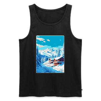 Méribel France Affiche de voyage vintage Souvenir WPA - Débardeur bio Premium Homme - noir - Devant - Michal (187cm)