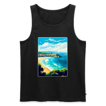 San Sebastian Spanien Vintage Reiseplakat Souvenir - Männer Premium Bio Tank Top - Schwarz - Vorne - Michal (187cm)