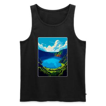 The Azores Portugal Vintage Travel Poster Souvenir - Men's Premium Organic Tank Top - black - Front - AI Model Male 178 light (178cm)