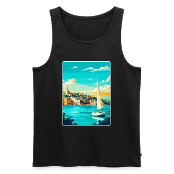 Ibiza Spain Vintage Travel Poster WPA Art Souvenir - Men's Premium Organic Tank Top - black - Front - Michal (187cm)