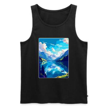 Lac des Quatre-Cantons, Suisse, Affiche de voyage vintage WPA - Débardeur bio Premium Homme - noir - Devant - AI Model Male 178 light (178cm)