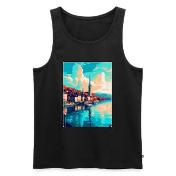 Zurich Suisse Affiche de voyage vintage souvenir - Débardeur bio Premium Homme - noir - Devant - Michal (187cm)