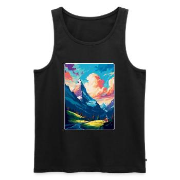 Grindelwald Switzerland Vintage Travel Poster WPA - Men's Premium Organic Tank Top - black - Front - AI Model Male 178 light (178cm)