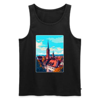 Freiburg Germany Vintage Travel Poster Souvenir - Men's Premium Organic Tank Top - black - Front - AI Model Male 178 light (178cm)
