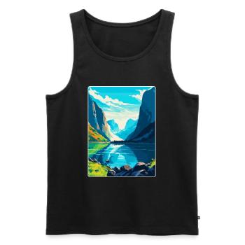 Die Fjorde Norwegen Vintage Reiseplakat Souvenir - Männer Premium Bio Tank Top - Schwarz - Vorne - AI Model Male 178 light (178cm)