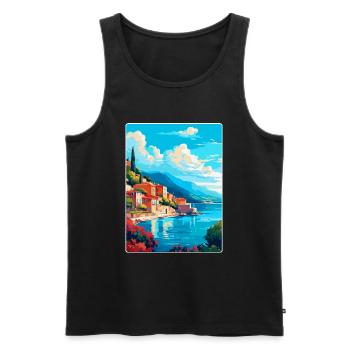 Kefalonia Griechenland Vintage Reiseplakat Souvenir - Männer Premium Bio Tank Top - Schwarz - Vorne - Michal (187cm)
