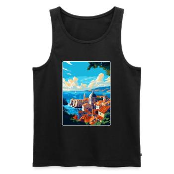 Dubrovnik Croatie Poster de voyage vintage souvenir - Débardeur bio Premium Homme - noir - Devant - Michal (187cm)