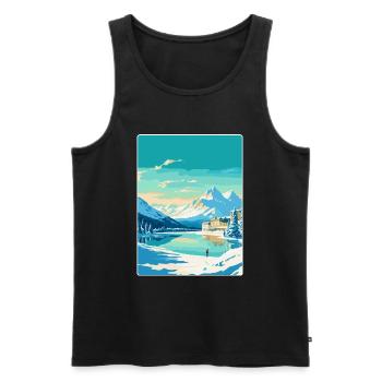 St Moritz Suisse Affiche de voyage vintage WPA - Débardeur bio Premium Homme - noir - Devant - Michal (187cm)