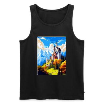Château de Neuschwanstein Allemagne Affiche de voyage WPA - Débardeur bio Premium Homme - noir - Devant - AI Model Male 178 light (178cm)