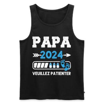 Papa 2024 annonce naissance cadeau pour futur père - Débardeur bio Premium Homme - noir - Devant - Michal (187cm)
