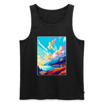 Bergen Norway Vintage Travel Poster WPA Souvenir - Men's Premium Organic Tank Top - black - Front - Michal (187cm)
