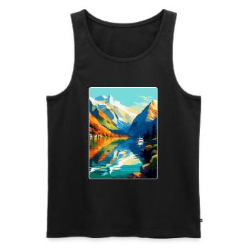 Die Fjorde Norwegen Vintage Reiseplakat Souvenir - Männer Premium Bio Tank Top - Schwarz - Vorne - AI Model Male 178 light (178cm)
