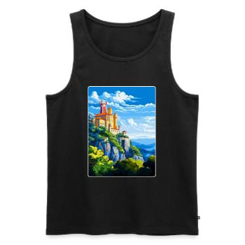 Sintra Portugal Affiche de voyage vintage Souvenir WPA - Débardeur bio Premium Homme - noir - Devant - Michal (187cm)