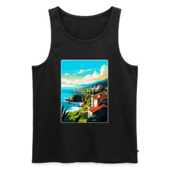 São Miguel Portugal Vintage Reiseplakat Souvenir - Männer Premium Bio Tank Top - Schwarz - Vorne - Michal (187cm)