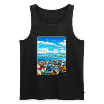 Reykjavik Iceland Vintage Travel Poster Souvenir - Men's Premium Organic Tank Top - black - Front - Michal (187cm)