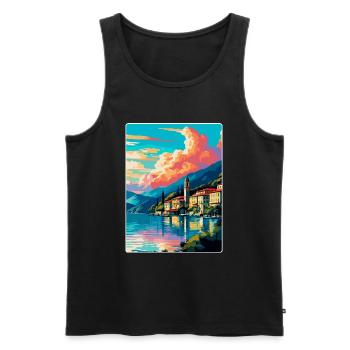 Lake Como Italy Vintage Travel Poster Souvenir WPA - Men's Premium Organic Tank Top - black - Front - AI Model Male 178 light (178cm)