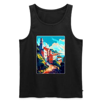 Sintra Portugal Affiche de voyage vintage Souvenir WPA - Débardeur bio Premium Homme - noir - Devant - Michal (187cm)