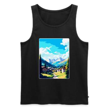 Schladming Autriche Affiche de voyage vintage souvenir - Débardeur bio Premium Homme - noir - Devant - Michal (187cm)