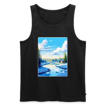 Rovaniemi Finlande Affiche de voyage vintage souvenir - Débardeur bio Premium Homme - noir - Devant - Michal (187cm)