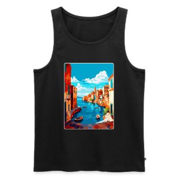 Chania Griechenland Vintage Reiseplakat WPA Souvenir - Männer Premium Bio Tank Top - Schwarz - Vorne - Michal (187cm)