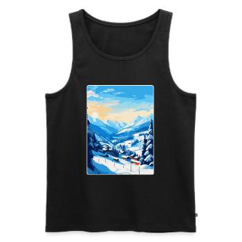 Saalbach Österreich Vintage Reiseplakat Souvenir - Männer Premium Bio Tank Top - Schwarz - Vorne - Michal (187cm)