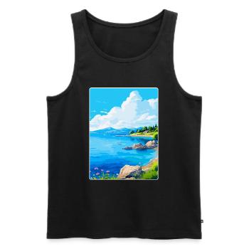 Affiche de voyage vintage de l’île de Meganisi en Grèce WPA - Débardeur bio Premium Homme - noir - Devant - Michal (187cm)