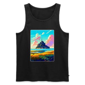 Mont Saint Michel France Vintage Travel Poster WPA - Men's Premium Organic Tank Top - black - Front - AI Model Male 178 light (178cm)