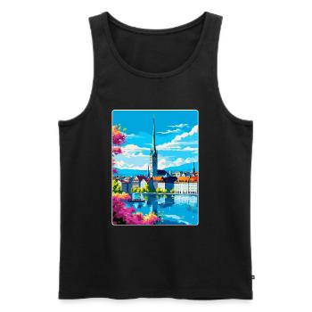 Zurich Suisse Affiche de voyage vintage souvenir - Débardeur bio Premium Homme - noir - Devant - Michal (187cm)