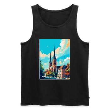 Bielefeld Germany Vintage Travel Poster Souvenir - Men's Premium Organic Tank Top - black - Front - Michal (187cm)