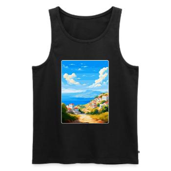 Kea Griechenland Vintage Reiseplakat Souvenir Souvenir - Männer Premium Bio Tank Top - Schwarz - Vorne - AI Model Male 178 light (178cm)