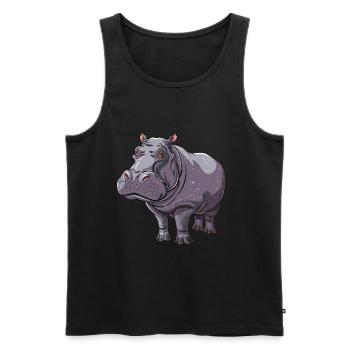 Funny hippo cartoon motif - Men's Premium Organic Tank Top - black - Front - Michal (187cm)