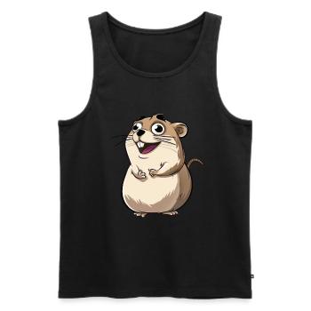 Cute Excited Cartoon Meerkat - Men's Premium Organic Tank Top - black - Front - AI Model Male 178 light (178cm)