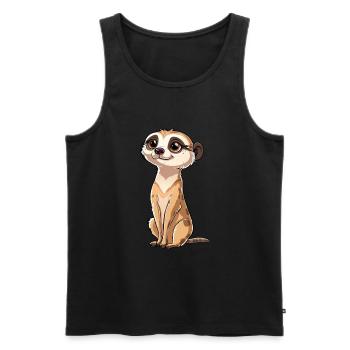 Verspielter Erdmännchen Blick - Männer Premium Bio Tank Top - Schwarz - Vorne - Michal (187cm)