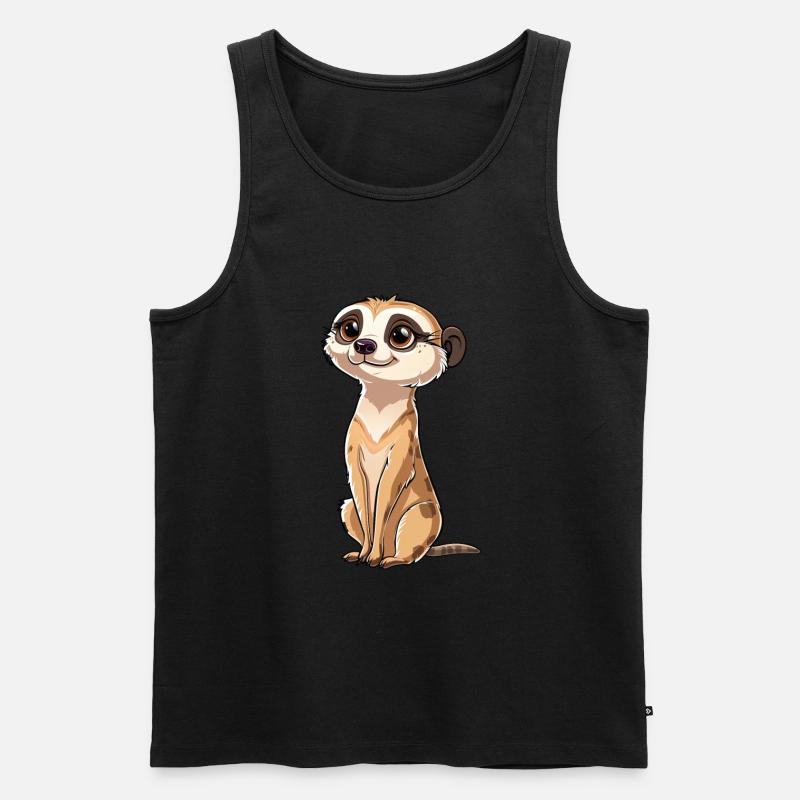 Verspielter Erdmännchen Blick - Männer Premium Bio Tank Top - Schwarz