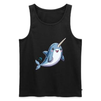 Verspieltes Narwal Motiv Für Meerestierfans - Männer Premium Bio Tank Top - Schwarz - Vorne - Michal (187cm)
