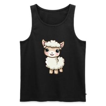 Niedliches Alpaka Mit Großen Augen - Männer Premium Bio Tank Top - Schwarz - Vorne - Michal (187cm)