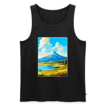 Mont Dirfi Grèce Affiche de voyage vintage souvenir - Débardeur bio Premium Homme - noir - Devant - Michal (187cm)