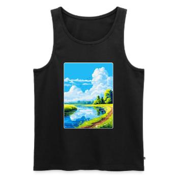 Donau Auen Deutschland Vintage Reiseplakat Souvenir - Männer Premium Bio Tank Top - Schwarz - Vorne - Michal (187cm)