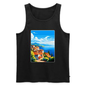 Samos Griechenland Vintage Reiseposter WPA Souvenir - Männer Premium Bio Tank Top - Schwarz - Vorne - AI Model Male 178 light (178cm)