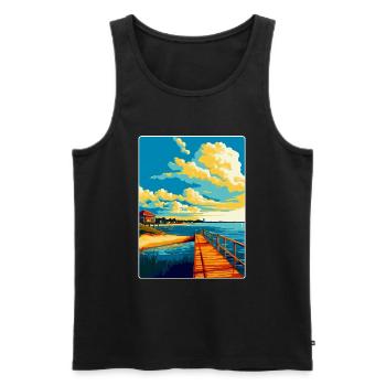 Swinoujscie Pologne Affiche de voyage vintage souvenir - Débardeur bio Premium Homme - noir - Devant - Michal (187cm)