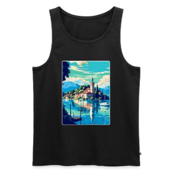 Worthersee Autriche Affiche de voyage vintage souvenir - Débardeur bio Premium Homme - noir - Devant - Michal (187cm)