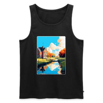Uitgeest Netherlands Vintage Travel Poster WPA Art - Men's Premium Organic Tank Top - black - Front - Michal (187cm)