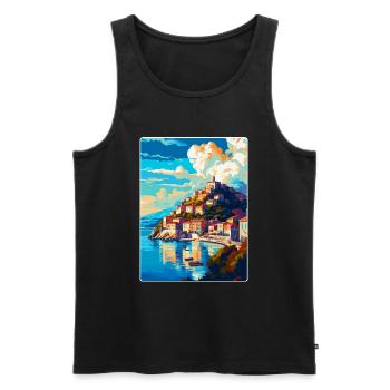 Kavala Grèce Vintage Affiche de voyage WPA Souvenir - Débardeur bio Premium Homme - noir - Devant - Michal (187cm)