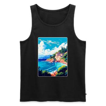Punta Rata Kroatien Vintage Reiseplakat Souvenir - Männer Premium Bio Tank Top - Schwarz - Vorne - Michal (187cm)