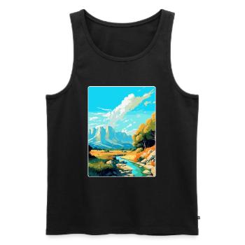 Paklenica Croatie Affiche de voyage vintage souvenir - Débardeur bio Premium Homme - noir - Devant - Michal (187cm)