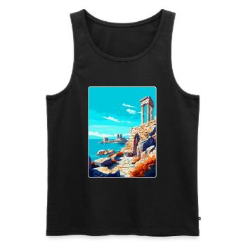 Delos Grèce Vintage Poster Voyage WPA Souvenir - Débardeur bio Premium Homme - noir - Devant - Michal (187cm)