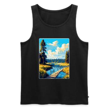 Bory Tucholskie Poland Vintage Travel Poster WPA - Men's Premium Organic Tank Top - black - Front - AI Model Male 178 light (178cm)